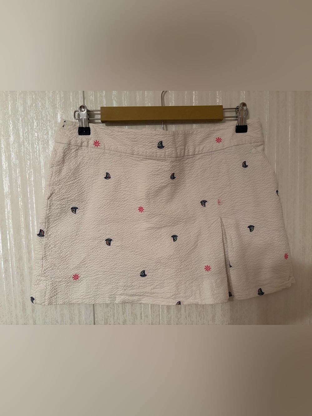 Lilly Pulitzer White Embroidered Sailboat Skort